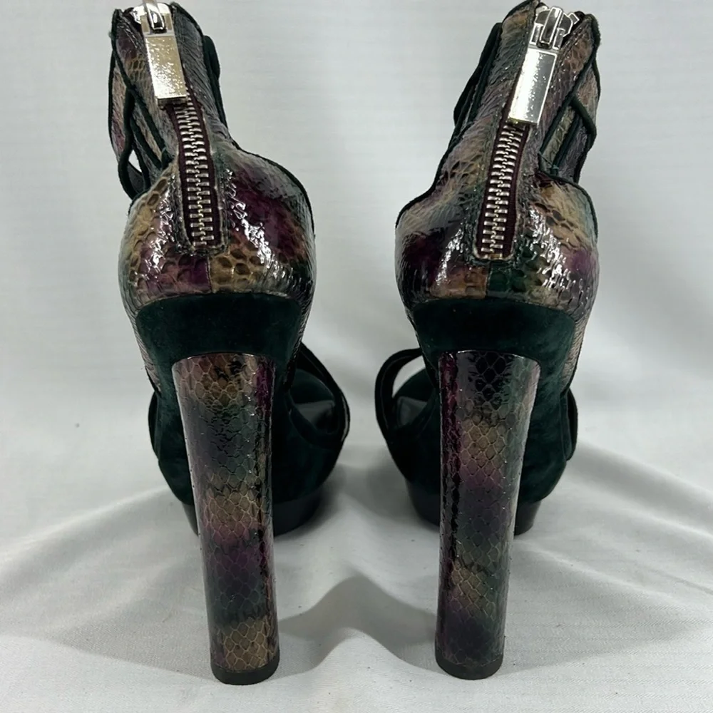 Rachel Zoe Payton Suede and snake Platform Heels